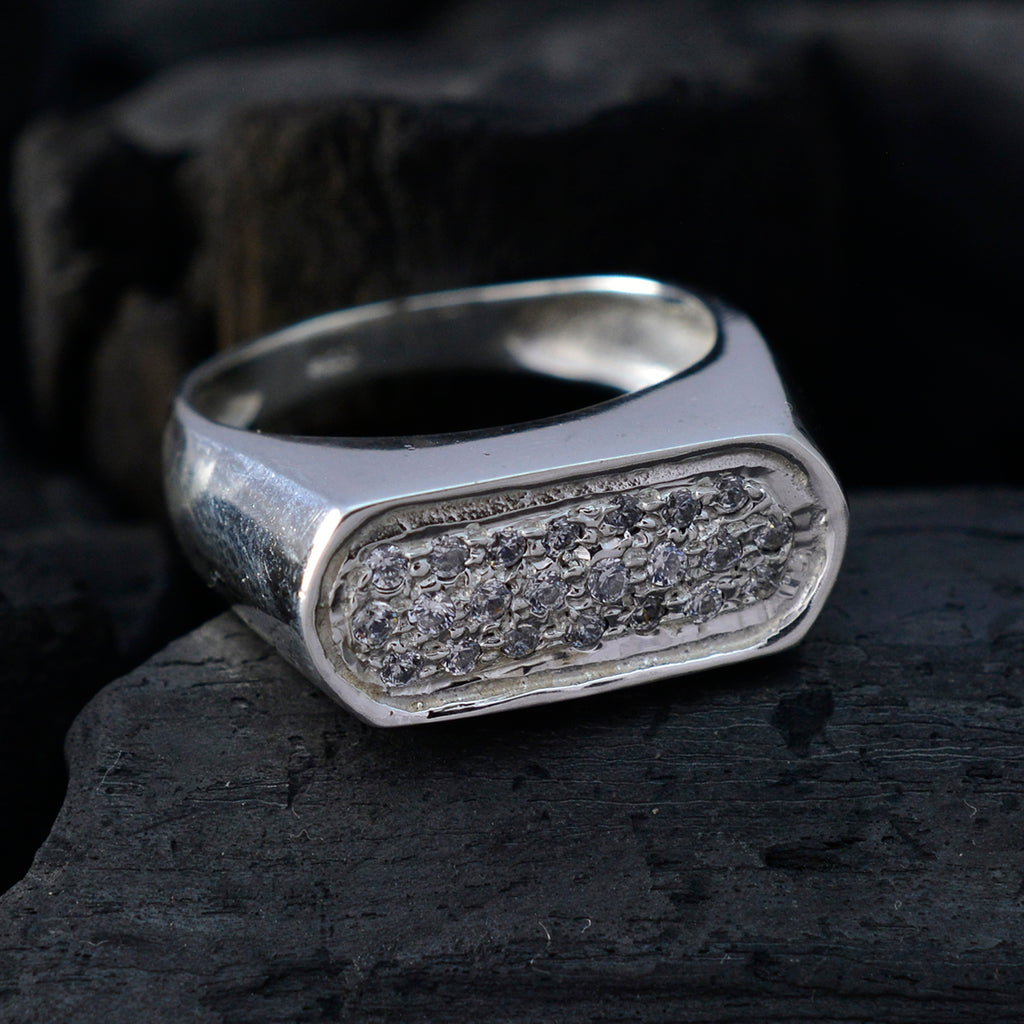 Cubic zirconia CZ Halo Russian Sterling Silver White Gemstones Tiny Artisan Ring Jewelry