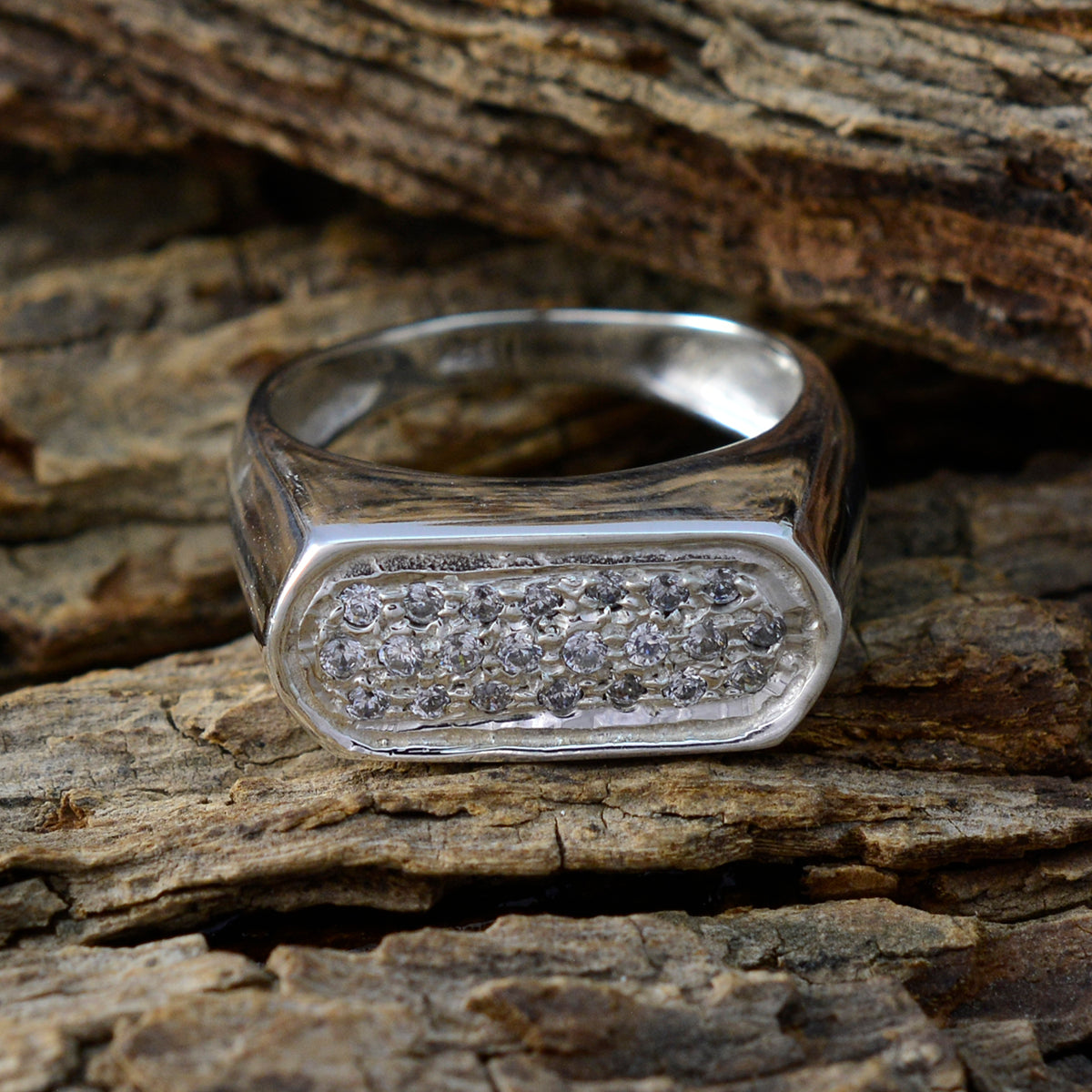 Cubic zirconia CZ Halo Russian Sterling Silver White Gemstones Tiny Artisan Ring Jewelry