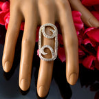 Cubic zirconia CZ multiple Spanish 925 Silver White Gemstone Edgy Abstract Ring Jewelry