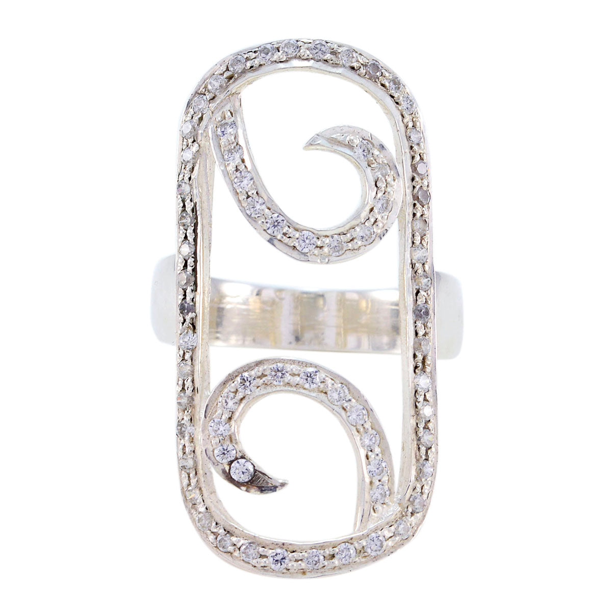 Cubic zirconia CZ multiple Spanish 925 Silver White Gemstone Edgy Abstract Ring Jewelry Image principale du produit