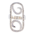 Cubic zirconia CZ multiple Spanish 925 Silver White Gemstone Edgy Abstract Ring Jewelry