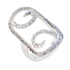 Zirkonia CZ mehrere Spanisch 925 Silber Weiß Edelstein Edgy Abstrakt Ring Schmuck