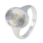 Dendrite Opal Solitaire German 92.5 Silver White Gems Minimal Artisan Ring Jewelry