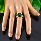 Emerald CZ Solitaire Italian 925 Sterling Silver Green Gems Statement Signet Ring Jewellery