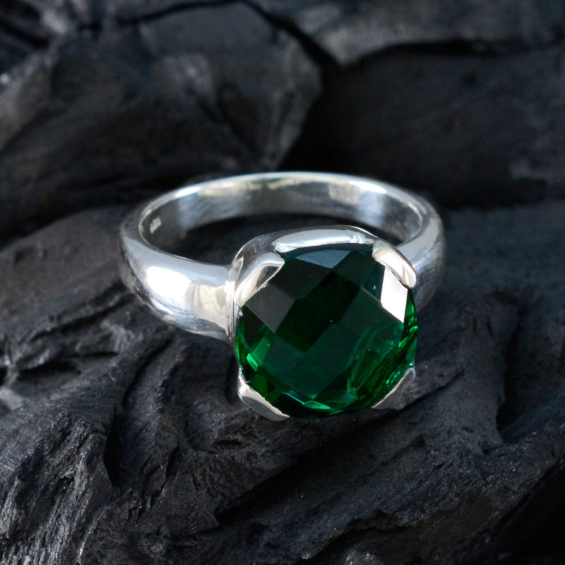 Emerald CZ Solitaire Italian 925 Sterling Silver Green Gems Statement Signet Ring Jewellery