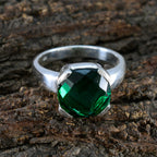 Emerald CZ Solitaire Italian 925 Sterling Silver Green Gems Statement Signet Ring Jewellery