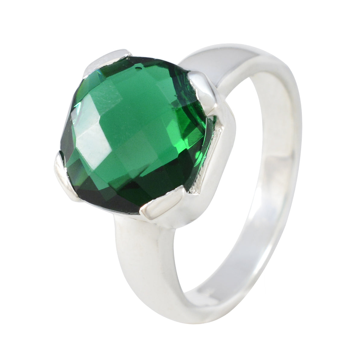 Smaragdgroene solitaire, Italiaanse 925 sterlingzilveren statement zegelring met groene edelstenen Secundaire afbeelding