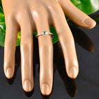 Emerald CZ Solitaire Korean 925 Sterling Silver Green Gems Dainty Graceful Ring Jewelry