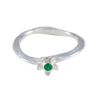 Emerald CZ Solitaire Korean 925 Sterling Silver Green Gems Dainty Graceful Ring Jewelry