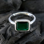 Emerald CZ Solitaire Turkish 92.5 Silver Green Gemstones Delicate Luxurious Ring Jewellery