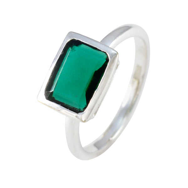 Emerald CZ Solitaire Turkish 92.5 Silver Green Gemstones Delicate Luxurious Ring Jewellery