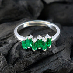 Emerald CZ Hexa Turkish 925 Sterling Silver Green Gems Delicate Trendy Ring Jewellery