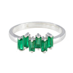 Emerald CZ Hexa Turkish 925 Sterling Silver Green Gems Delicate Trendy Ring Jewellery