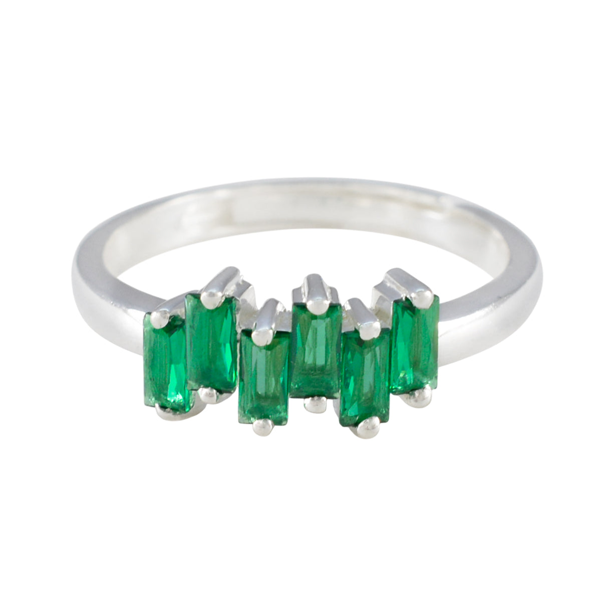 Emerald CZ Hexa Turkish 925 Sterling Silver Green Gems Delicate Trendy Ring Jewellery