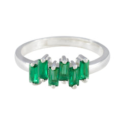 Emerald CZ Hexa Turkish 925 Sterling Silver Green Gems Delicate Trendy Ring Jewellery