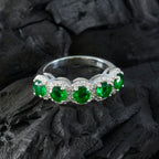 Emerald CZ Penta Japanese 925 Sterling Silver Green Gemstone Whisper thin Fairytale Ring Jewelry