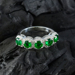 Emerald CZ Penta Japanese 925 Sterling Silver Green Gemstone Whisper thin Fairytale Ring Jewelry