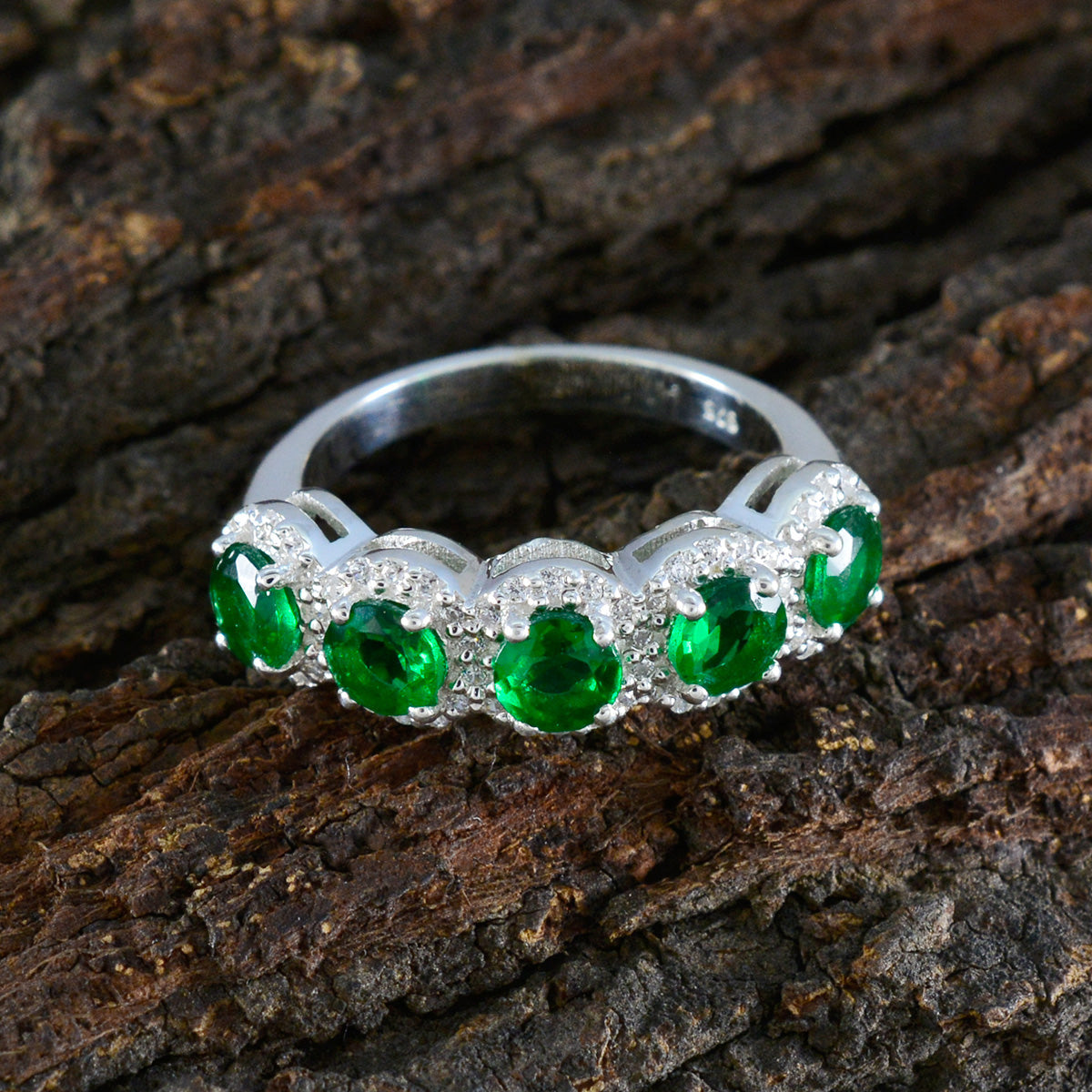 Emerald CZ Penta Japanese 925 Sterling Silver Green Gemstone Whisper thin Fairytale Ring Jewelry