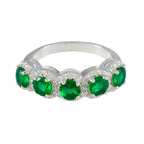 Emerald CZ Penta Japanese 925 Sterling Silver Green Gemstone Whisper thin Fairytale Ring Jewelry