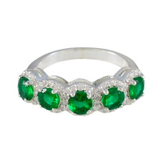 Emerald CZ Penta Japanese 925 Sterling Silver Green Gemstone Whisper thin Fairytale Ring Jewelry