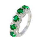 Emerald CZ Penta Japanese 925 Sterling Silver Green Gemstone Whisper thin Fairytale Ring Jewelry
