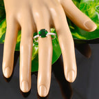 Emerald CZ multiple Egyptian 925 Sterling Silver Green Gems Slim Sophisticated Ring Jewellery