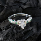 Emerald CZ Halo Egyptian 925 Silver Green Gems Minimal Cultural Ring Jewellery