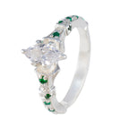 Emerald CZ Halo Egyptian 925 Silver Green Gems Minimal Cultural Ring Jewellery