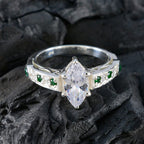 Emerald CZ Halo German 925 Silver Green Gemstone Classic Luxurious Ring Jewellery