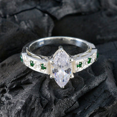 Emerald CZ Halo German 925 Silver Green Gemstone Classic Luxurious Ring Jewellery