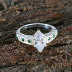 Emerald CZ Halo German 925 Silver Green Gemstone Classic Luxurious Ring Jewellery