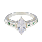 Emerald CZ Halo German 925 Silver Green Gemstone Classic Luxurious Ring Jewellery