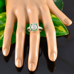 Emerald CZ Halo Indian 92.5 Silver Green Gemstones Classic Glamorous Ring Jewelry