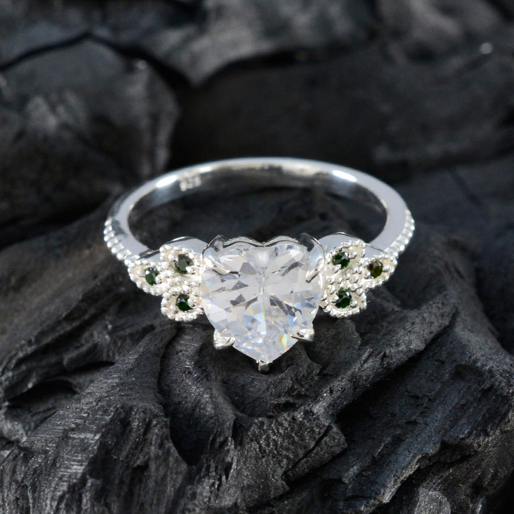 Emerald CZ multiple Russian Silver Green Gemstone Featherlight Luxurious Ring Jewelry