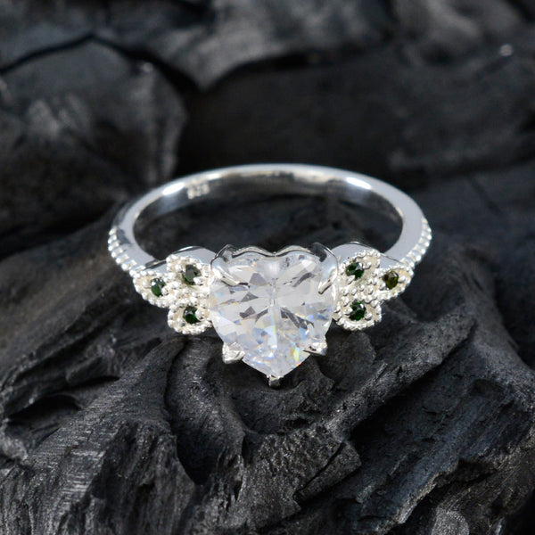 Emerald CZ multiple Russian Silver Green Gemstone Featherlight Luxurious Ring Jewelry