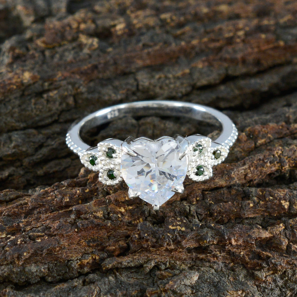 Emerald CZ multiple Russian Silver Green Gemstone Featherlight Luxurious Ring Jewelry
