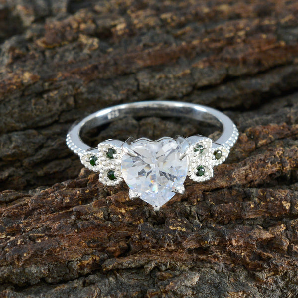 Emerald CZ multiple Russian Silver Green Gemstone Featherlight Luxurious Ring Jewelry