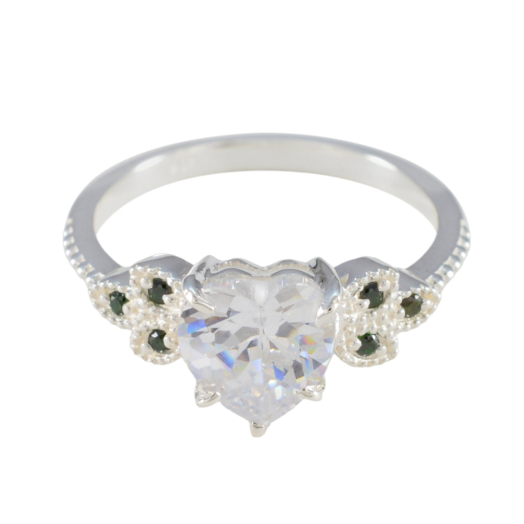 Emerald CZ multiple Russian Silver Green Gemstone Featherlight Luxurious Ring Jewelry
