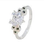 Emerald CZ multiple Russian Silver Green Gemstone Featherlight Luxurious Ring Jewelry