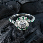 Emerald CZ multiple Korean Sterling Silver Green Gemstones Whisper thin Sophisticated Ring Jewellery
