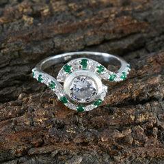 Emerald CZ multiple Korean Sterling Silver Green Gemstones Whisper thin Sophisticated Ring Jewellery