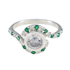 Emerald CZ multiple Korean Sterling Silver Green Gemstones Whisper thin Sophisticated Ring Jewellery
