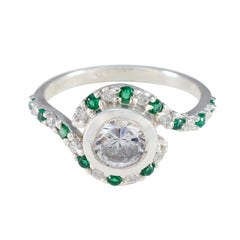 Emerald CZ multiple Korean Sterling Silver Green Gemstones Whisper thin Sophisticated Ring Jewellery