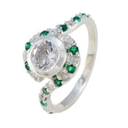 Emerald CZ multiple Korean Sterling Silver Green Gemstones Whisper thin Sophisticated Ring Jewellery