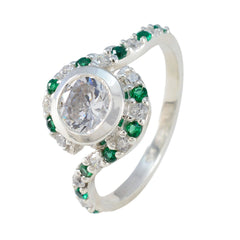 Emerald CZ multiple Korean Sterling Silver Green Gemstones Whisper thin Sophisticated Ring Jewellery