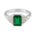 Emerald CZ Halo German 925 Silver Green Gemstones Featherlight Glamorous Ring Jewellery