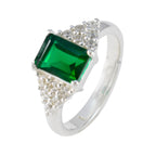 Emerald CZ Halo German 925 Silver Green Gemstones Featherlight Glamorous Ring Jewellery
