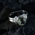 Green Amethyst Solitaire German 92.5 Silver Green Gemstones Tiny Ethnic Ring Jewellery