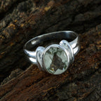 Green Amethyst Solitaire German 92.5 Silver Green Gemstones Tiny Ethnic Ring Jewellery