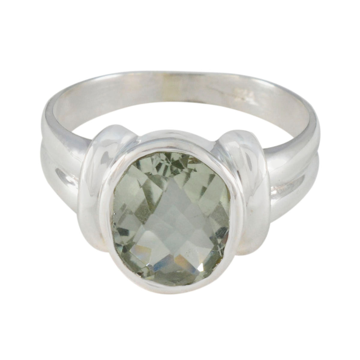 Green Amethyst Solitaire German 92.5 Silver Green Gemstones Tiny Ethnic Ring Jewellery